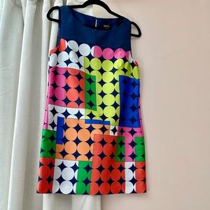 Multicolor Polka Dot Mod Shift Dress - Size 2